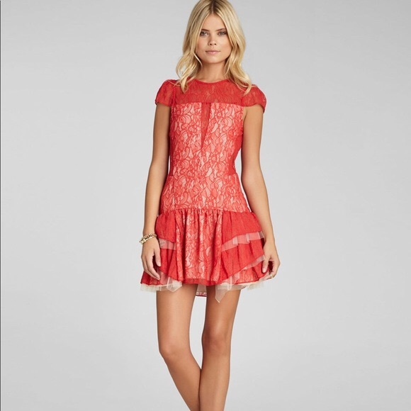 BCBGeneration Red Lace Dress | 0 | NWOT - Picture 2 of 8